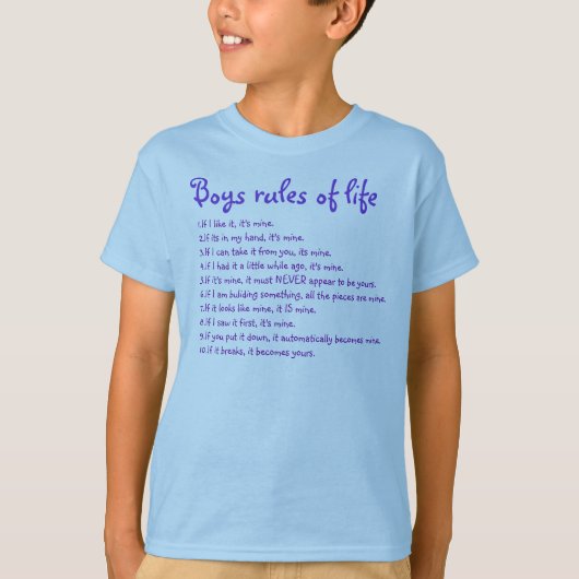 Boys Regels voor het leven T-shirt (Voorkant)