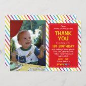 Boys regenboogverjaardag dank je kaart (Voorkant / Achterkant)