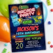 Boys Retro Arcade Birthday Party Uitnodiging