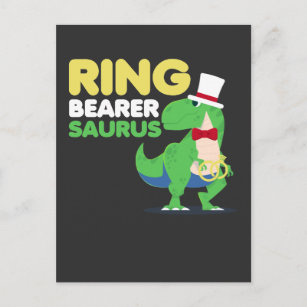 Boys Ring Bearer Dinosaur Rex Weddenschap Briefkaart