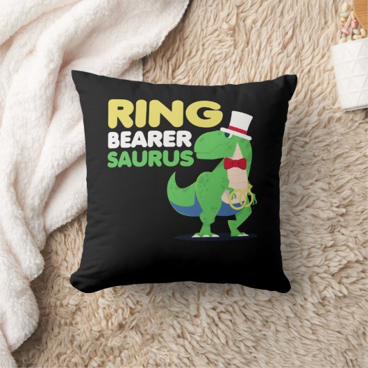 Boys Ring Bearer Dinosaur Rex Weddenschap Kussen (Deken)