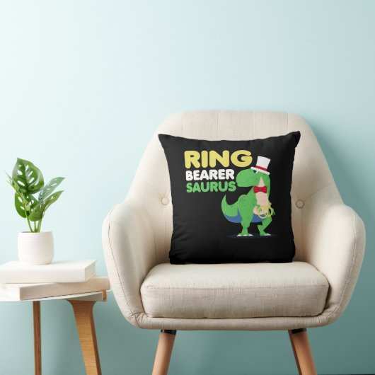 Boys Ring Bearer Dinosaur Rex Weddenschap Kussen (Stoel)
