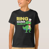 Boys Ring Bearer Dinosaur Rex Weddenschap T-shirt (Voorkant)