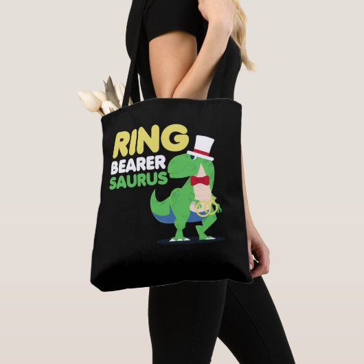 Boys Ring Bearer Dinosaur Rex Weddenschap Tote Bag (Dichtbij)