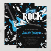 Boys ROCK Baby shower Invitation, gitaaruitnodigin Kaart (Voorkant / Achterkant)