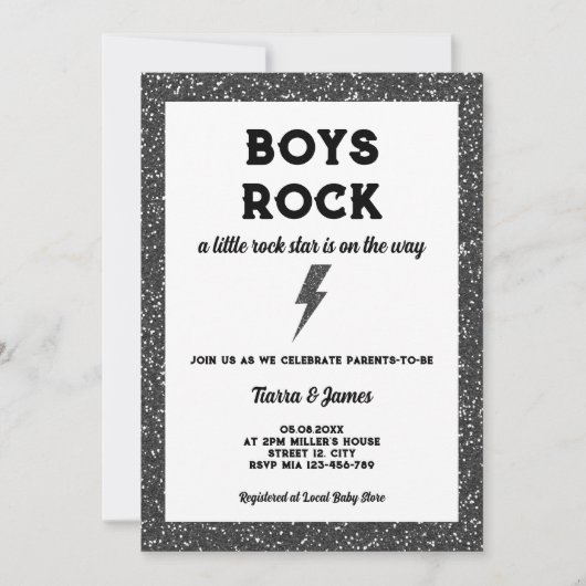 Boys Rock Black Rock en Roll Boy Baby shower Kaart (Voorkant)