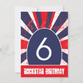 Boys Rock Star Guitar Birthday Invitation Kaart (Achterkant)