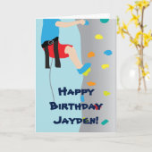 Boy's Rock Wall klimmen verjaardagsfeestje Kaart (Gele Bloem)