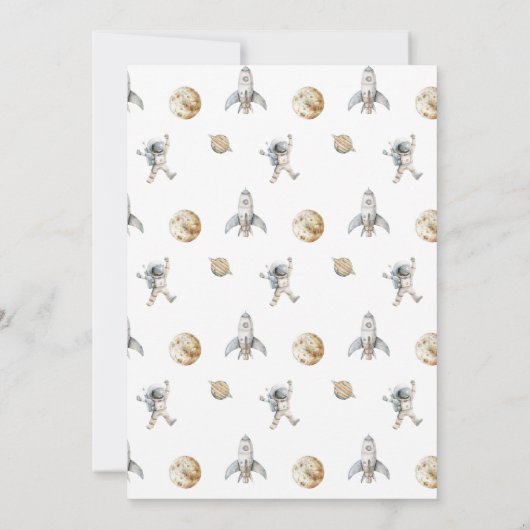 Boy's Rocket Minimalist Space Verjaardagsfeestje Kaart (Achterkant)