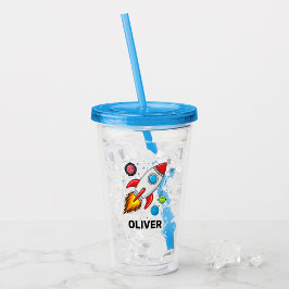 Boys Rocket Outerspace Schattige gepersonaliseerd Acryl Drinkbeker