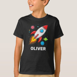 Boys Rocket Outerspace Schattige gepersonaliseerd T-shirt