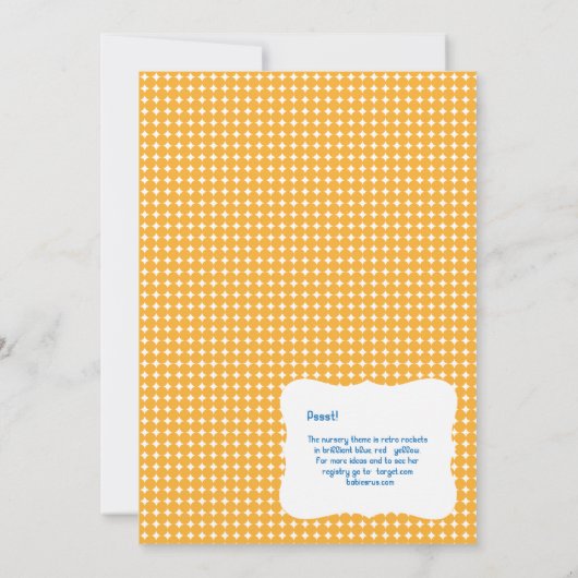 Boys Rocket Stellar Shower Invitations Kaart (Achterkant)