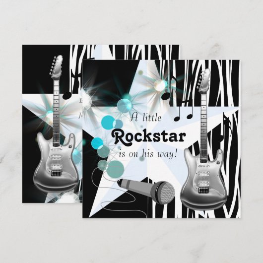 Boys Rockstar Baby shower Kaart (Voorkant / Achterkant)