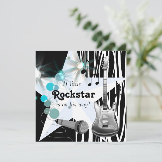 Boys Rockstar Baby shower Kaart (Staand voorkant)