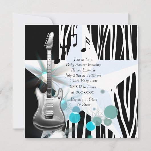 Boys Rockstar Baby shower Kaart (Achterkant)