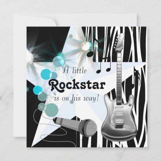 Boys Rockstar Baby shower Kaart (Voorkant)