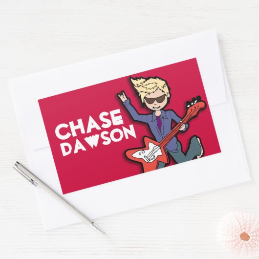 Boys rockstar blonde name red id label sticker (Envelop)