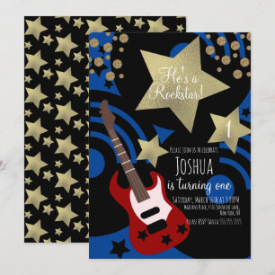Boys Rockstar Guitar Faux Gold Star Rock Kaart