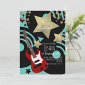 Boys Rockstar Guitar Faux Gold Star Rock Kaart (Staand voorkant)