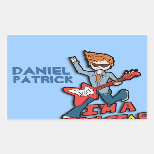 Boys rockstar name blue id label sticker