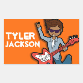 Boys rockstar name oranje id label sticker