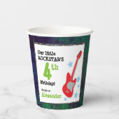 Boy's Rockstar Verjaardag met Rode Gitaar Papieren Bekers (Achterkant)