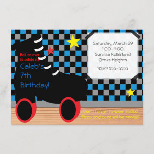 Boys Roller Schaats SkateParty Invitation Kaart