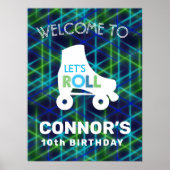 Boys Roller Skating Birthday Let's Roll Poster (Voorkant)