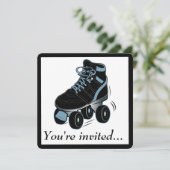 Boys Roller Skating Birthday Party Invitation Kaart (Staand voorkant)