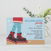 Boys Rollerblading Birthday Party Kaart (Staand voorkant)