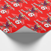 Boys rood jouw naam 6e verjaardag rockstar wrap cadeaupapier (Hoek)