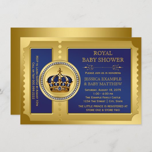 Boys Royal Baby shower Kaart (Voorkant / Achterkant)