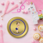 Boys Royal Blue Gold Prince Baby shower Papieren Bordje (Feest)