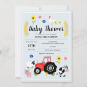 Boys Rustic Blue Boerderij Tractor Baby shower Kaart (Voorkant)