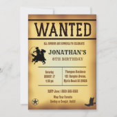 Boys Rustic Brown Yellow Wanted Birthday Kaart (Voorkant)