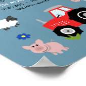 Boys Rustic Cute Boerderij Birth Stats Baby Nurser Poster (Hoek)