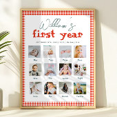 Boys Rustic Farm First Year Birthday Photo Collage Poster