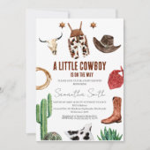 Boys Rustic Little Cowboy Baby shower Kaart (Voorkant)