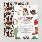 Boys Rustic Little Cowboy Baby shower Kaart (Voorkant / Achterkant)