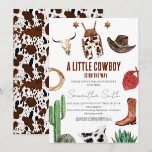 Boys Rustic Little Cowboy Baby shower Kaart