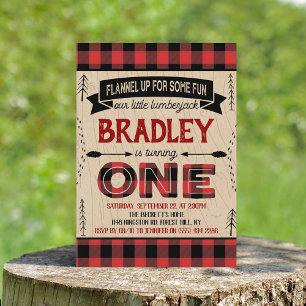 Boys Rustic Pset Lumberjack 1st Birthday Kaart
