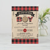 Boys Rustic Pset Lumberjack Baby shower Kaart (Staand voorkant)