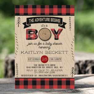Boys Rustic Pset Lumberjack Baby shower Kaart