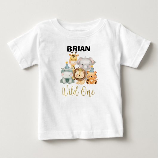 Boy's Safari Animal Wild Een Verjaardag Shirt (Voorkant)