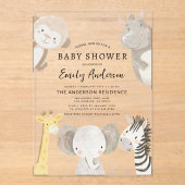 Boys Safari Animals Baby shower Acryl Uitnodigingen (Voorkant)