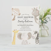 Boys Safari Animals Baby shower Kaart (Staand voorkant)