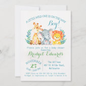 Boy's Safari Animals Baby shower Kaart (Voorkant)