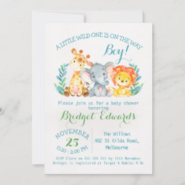 Boy's Safari Animals Baby shower Kaart