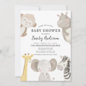 Boys Safari Animals Baby shower Kaart (Voorkant)