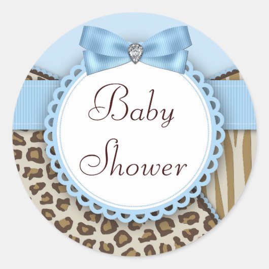 Boys Safari Baby shower Ronde Sticker (Voorkant)